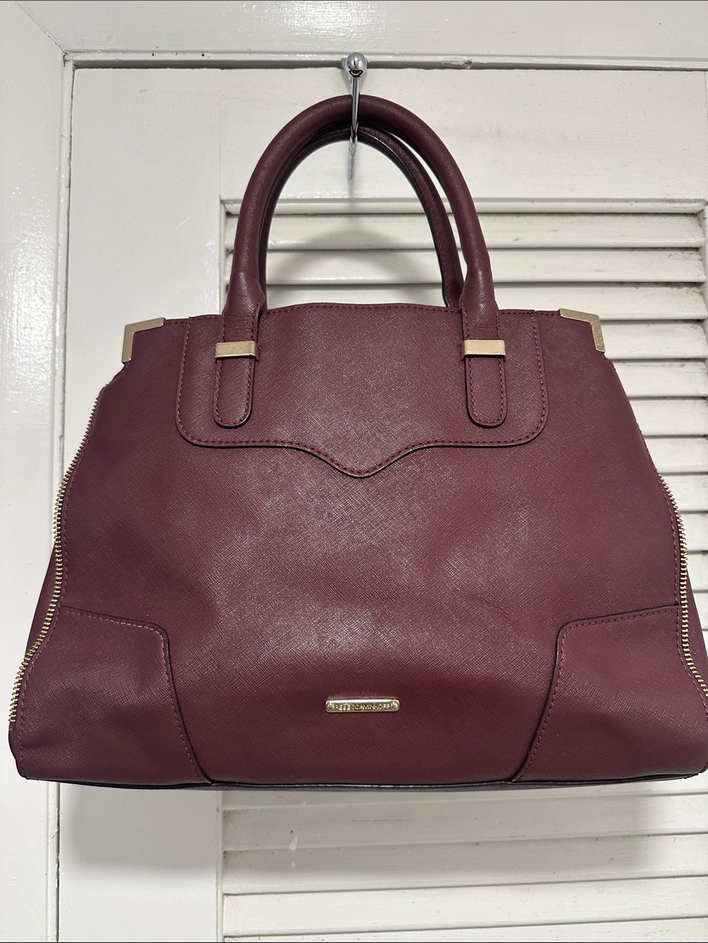 Rebecca Minkoff Burgundy Structured Satchel with Gold Hardware( no straps)